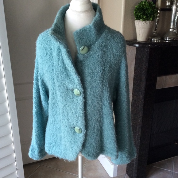 Etcetera Jackets & Blazers - Etcetera Aqua Swing Jacket Teddy Coat Mohair Blend
